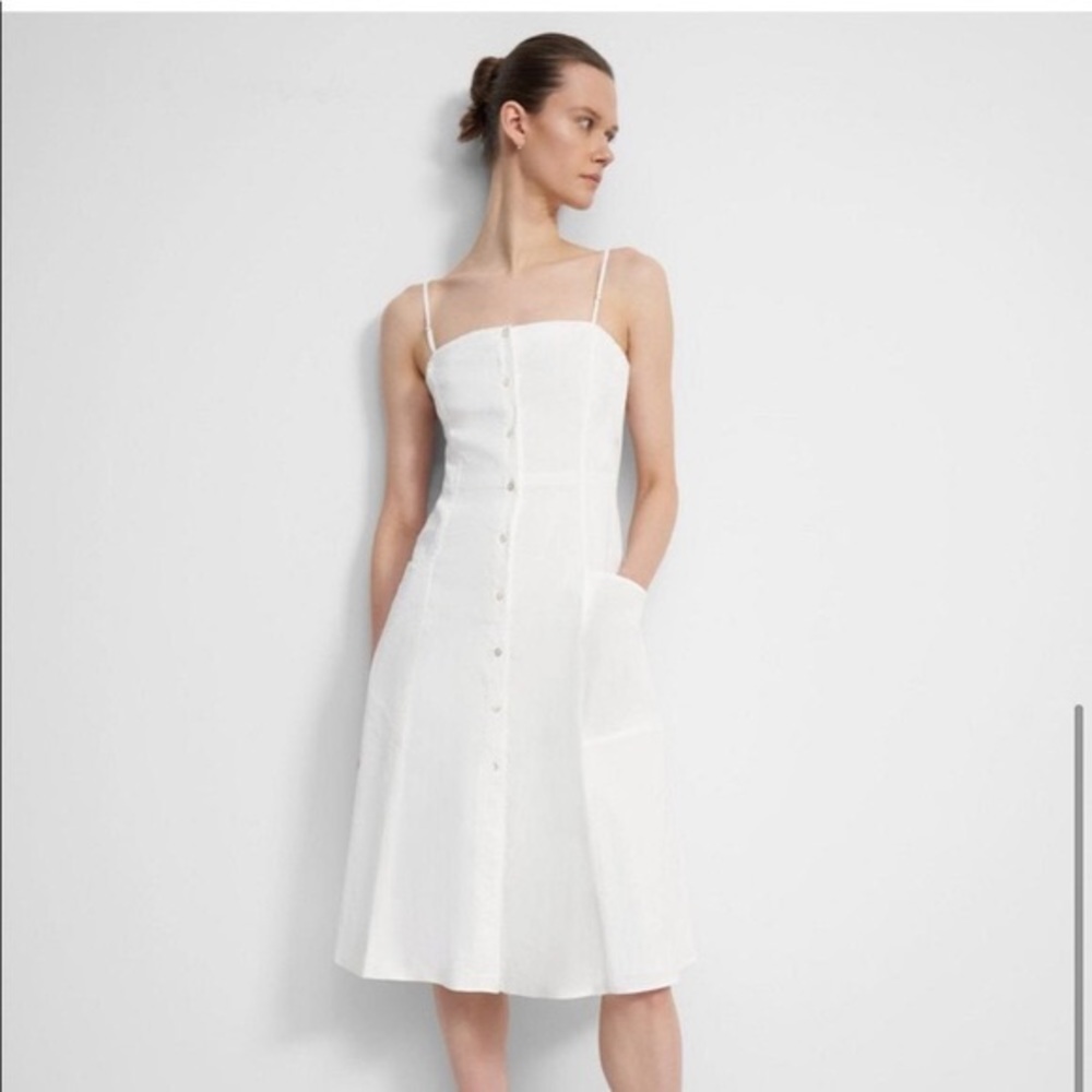 Theory white linen Kayleigh dress NWT
